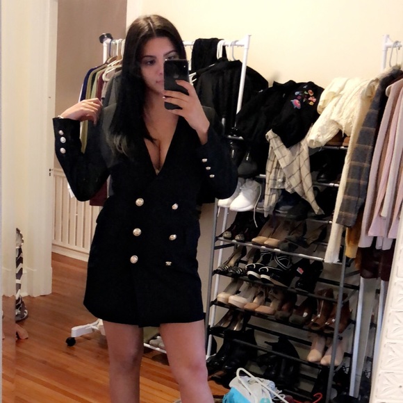 low cut blazer dress